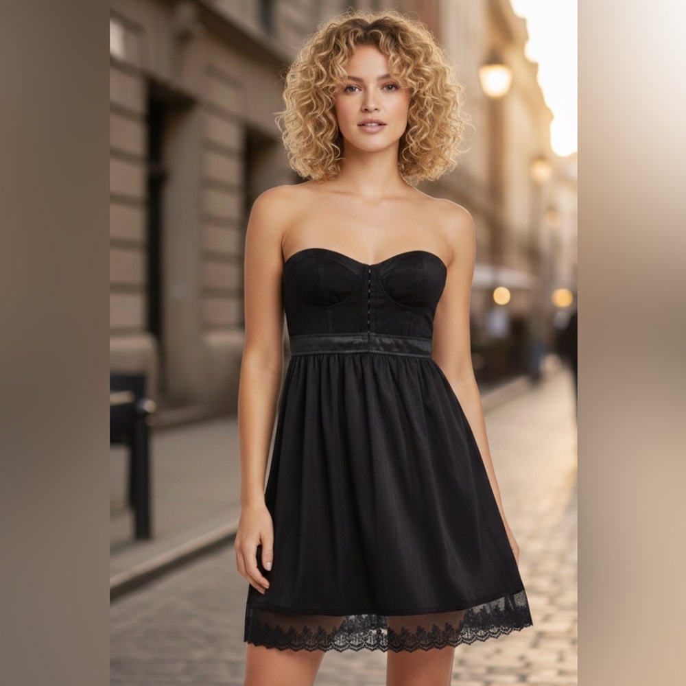 Only One - Black Strapless Mini Dress (LBD)